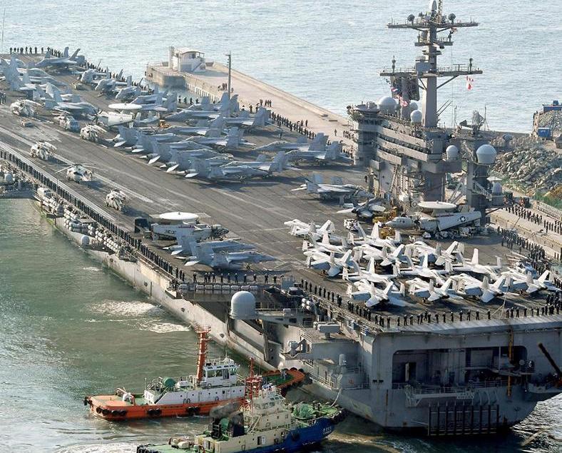 三艘航母会师朝鲜半岛